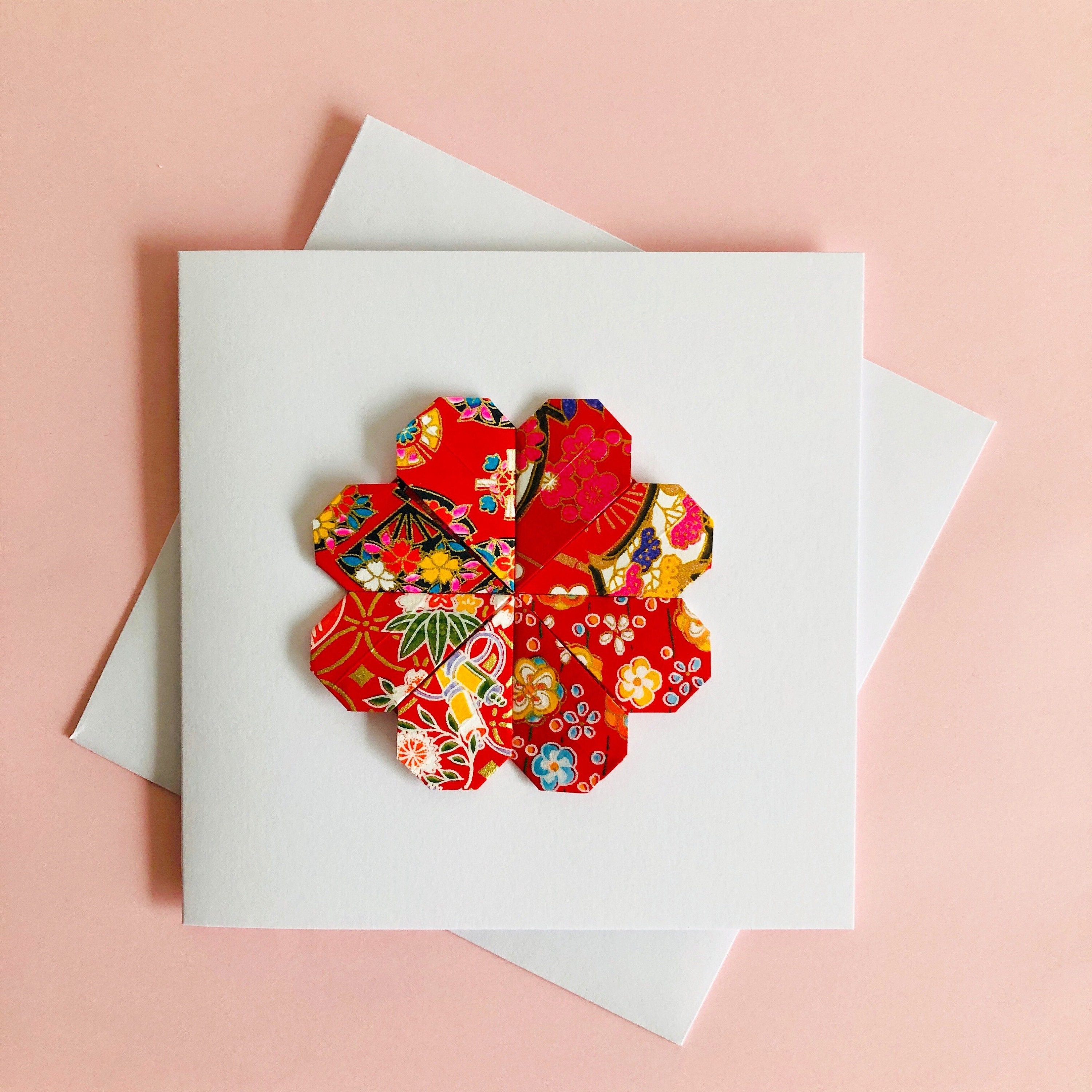 Origami Flower Greeting Card Paper Flowers 3D Card Origami Etsy