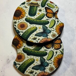 Car Coasters, pickle, sunflower, butterfly, Coasters, Cute Car Accessories, Car Gift, Birthday Gift , Cup Holder Coasters, car decor
