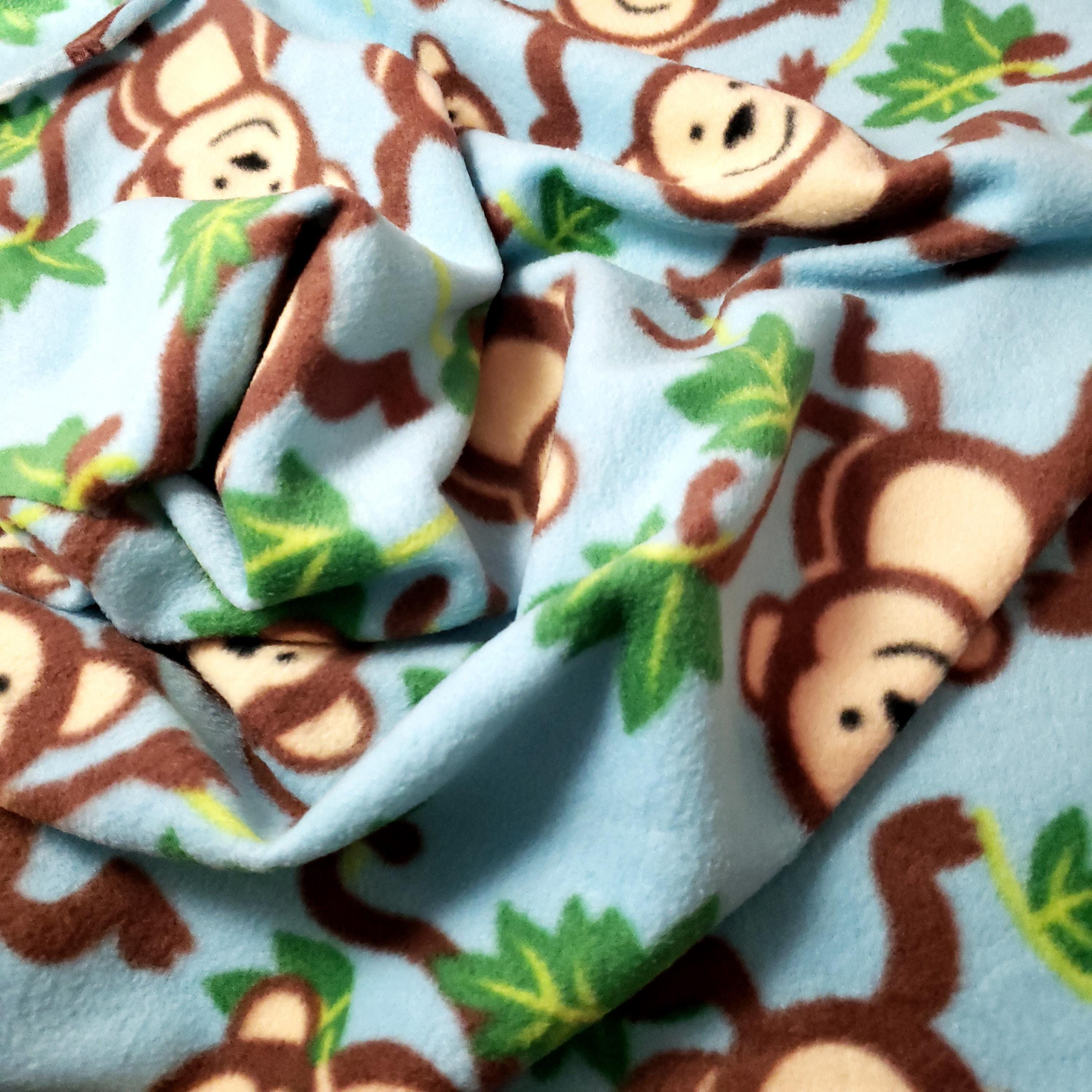 Monkey Cloth Playful Jungle Monkeys Print Fleece Fabric 60