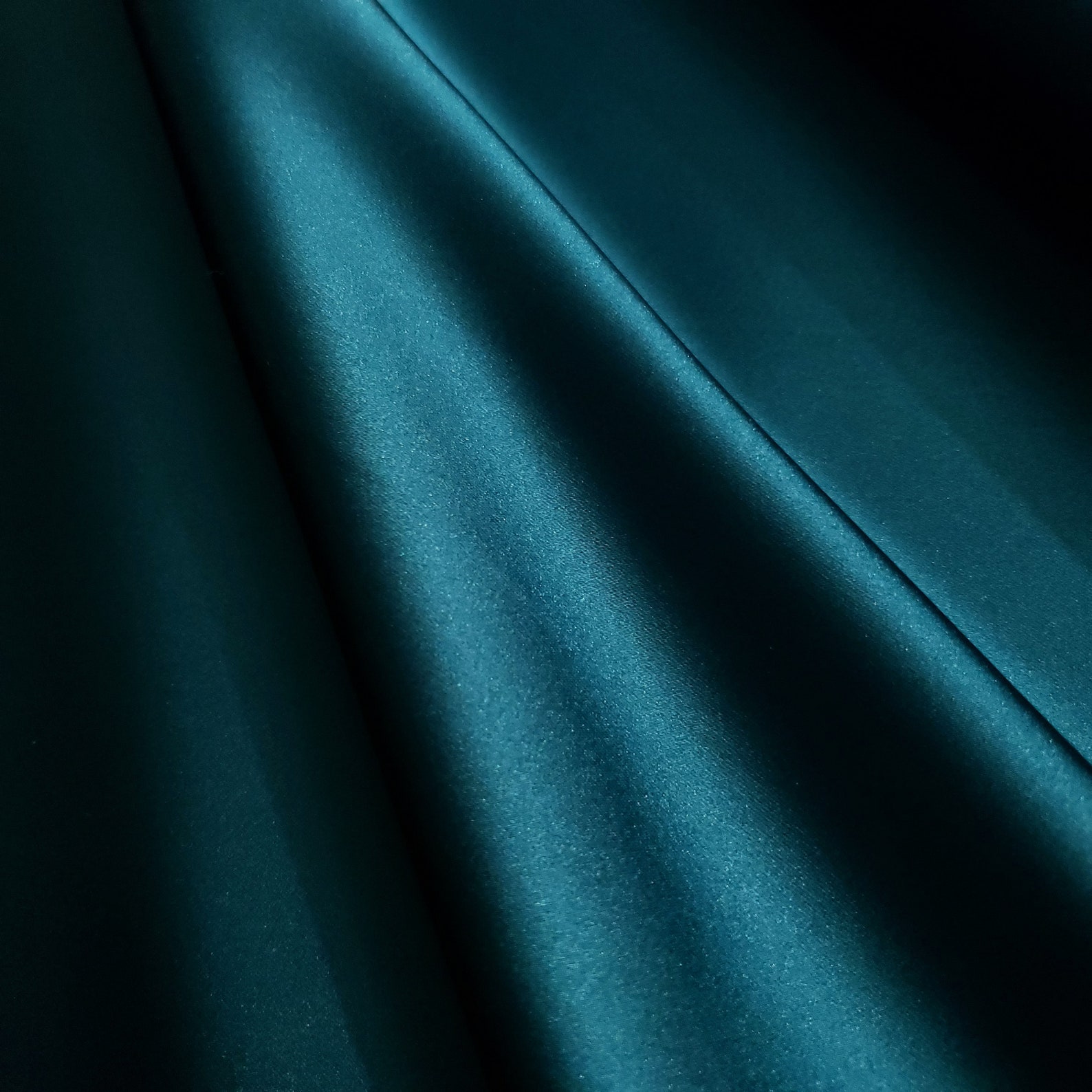 Curated visual reference: Gallery Detail: High End Green Teal Stretch Soft Sheen Charmeuse Satin Fabric