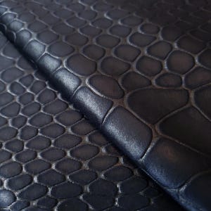 Navy Blue Embossed Crocodile Reptile Dragon Scale Alien Skin Stretch Spandex Fabric By Yard 56&quot; wide