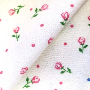 Printed Flannel Fabric Small Pink Dainty Flowers and Dots on White 44" wide Fabric By the Yard for No Sew Projects, Home Decor and Crafting