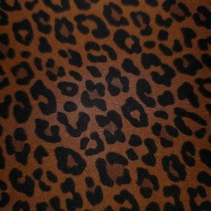 Copper Brown Black Cheetah Print Copper Fabric by the Yard, 58" Wide Craft Material, Dull Satin Print Cloth for Quilting Sewing Pillows