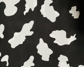 Black & White Cow Print Poly Cotton Fabric 60" By The Yard Animal Print Cow Spot for DIY Sewing and Decor
