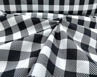 100% Cotton Flannel Buffalo Plaid White Black 42/43"w Fabric By the Yard Diy Trucker Shirt Blanket Checker