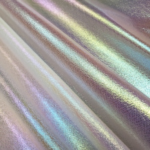 Iridescent White Pearl Stretch Tissue Foil Fabric 60&quot; By The Yard On White Net