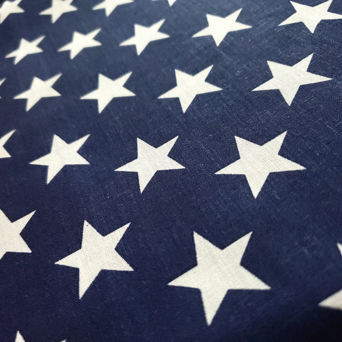 Navy Blue Star Print Poly Cotton Fabric 58 By The Yard | Etsy