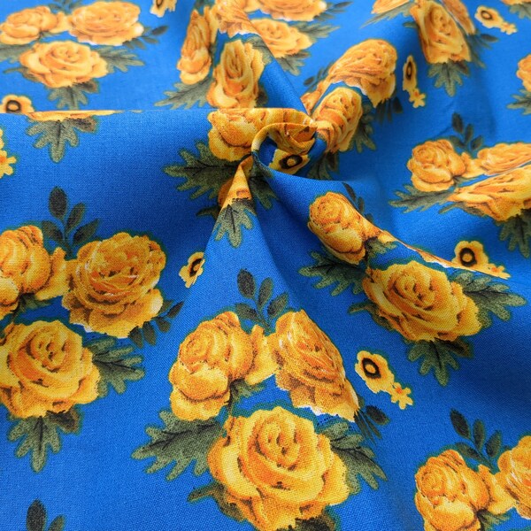 Yellow Rose Fabric - Etsy