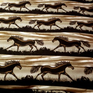 Equestrian River Mustang Horse Print Fleece Fabric 60" By The Yard Cozy and Soft Fabric For no sew  or throw blankets