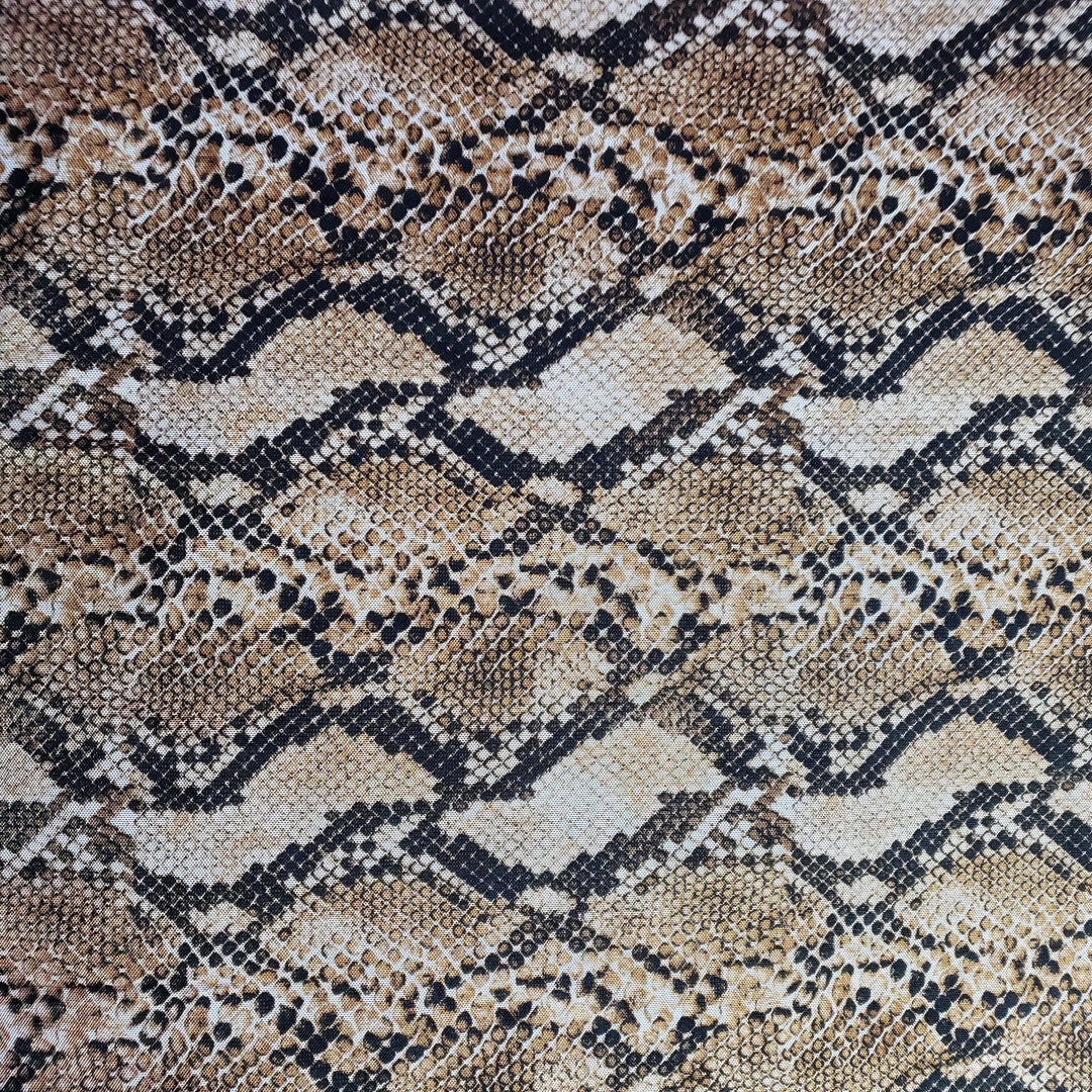 Brown Snakeskin Stretch Power Mesh Fabric 58