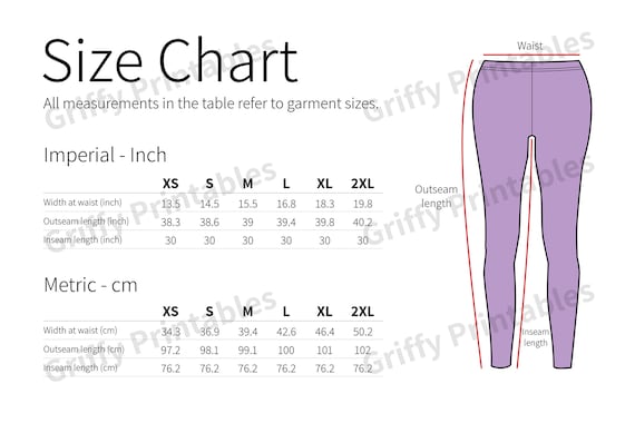 Women's Leggings Size Chart Ukc