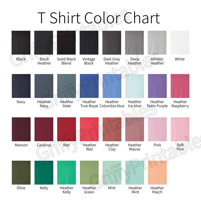 Download Bella & canvas 3001 t shirt color chart for print on demand | Etsy