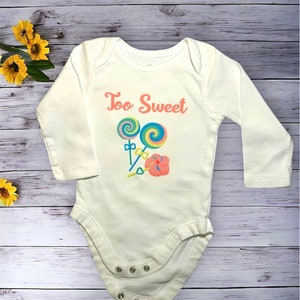 Too Sweet Baby Onesie,  Birthday baby gift, Baby Shower Gift, Infant Clothes, Infant Girl T-Shirt, Baby Onesis, Lollipop Shirt, Candy Shirt