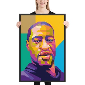George Floyd portrait Black Live Matter poster with black frame