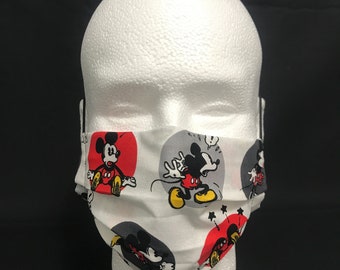 Disney Mickey and Minnie Circles, Face Mask, 100% Cotton, Washable, Nose Guard, Pocket Filter