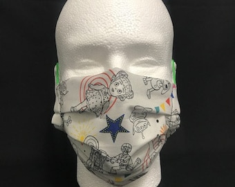 Toy Story Face Mask, Toy Story 4 Face Covering, Pixar Face Mask, 100% Cotton, Washable, Nose Guard, Pocket Filter