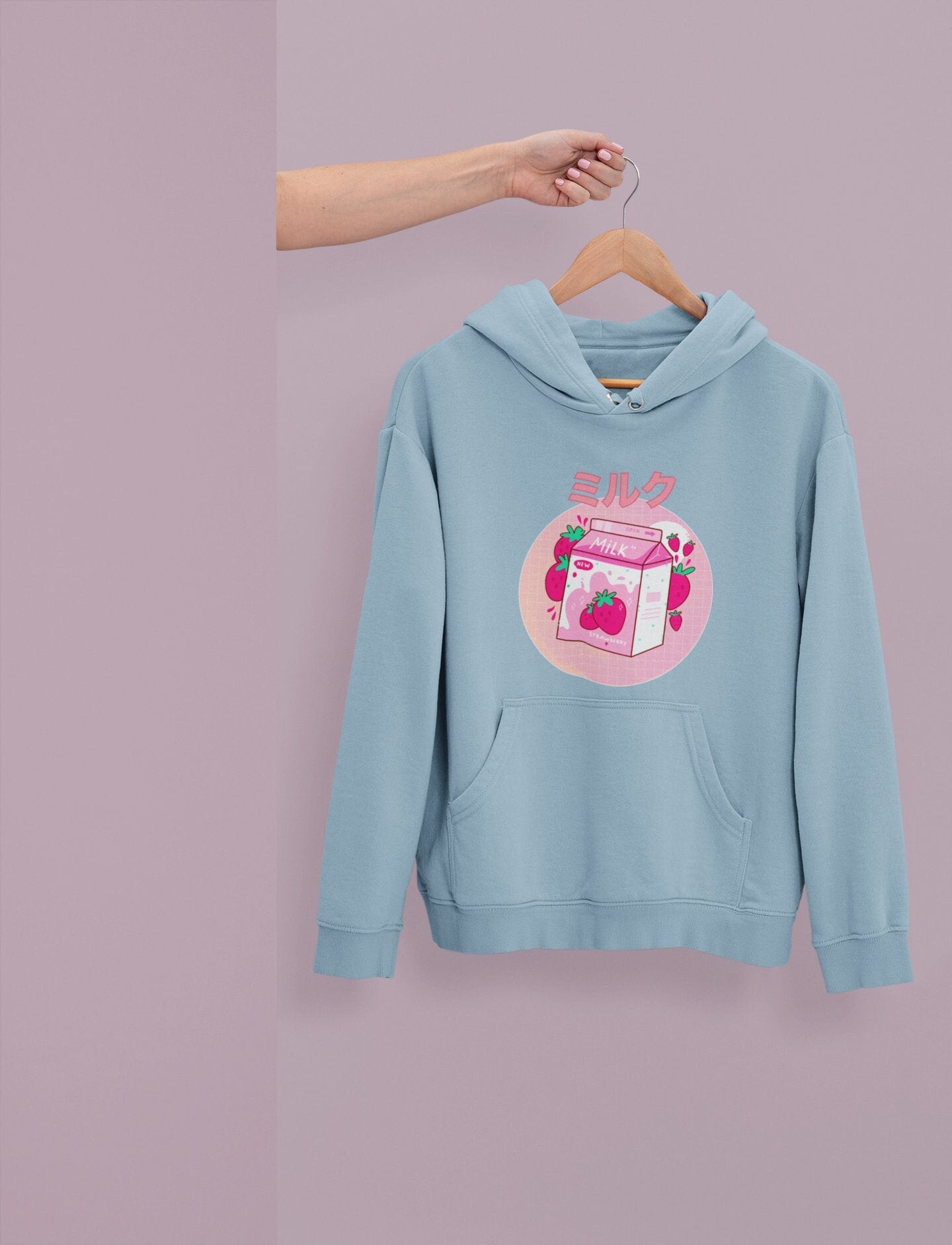 Strawberry Milk Hoodie Harajuku Kawaii Aesthetic Japanese Etsy