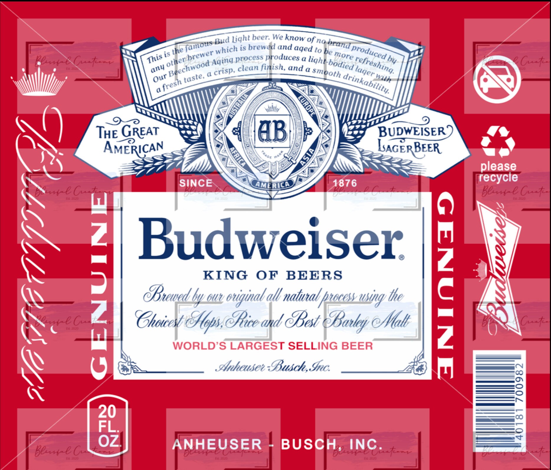 Budweiser Beer Tumbler Template PNG - Etsy