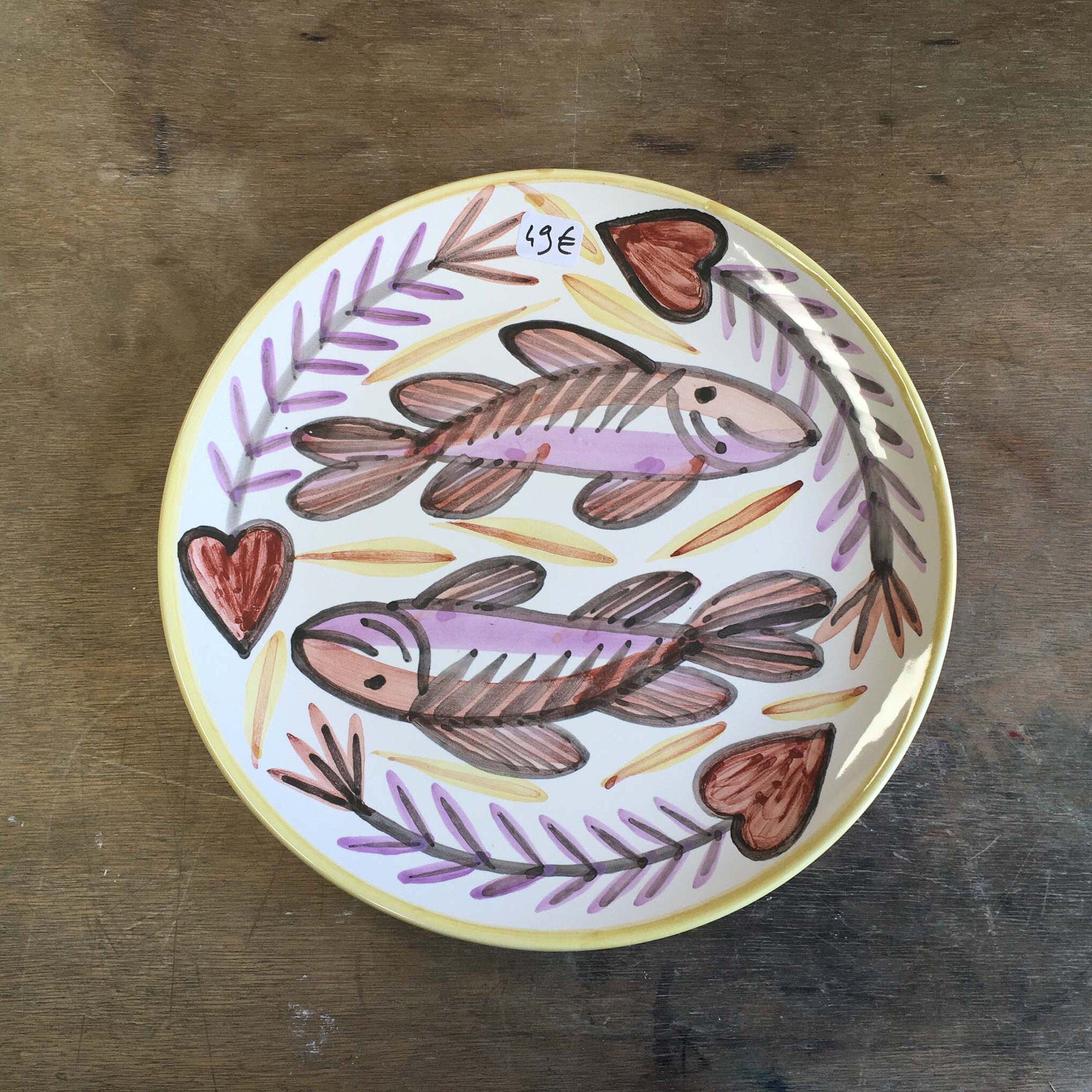 Assiette 26 cm de Diamètre Décor Maquereaux d'amour