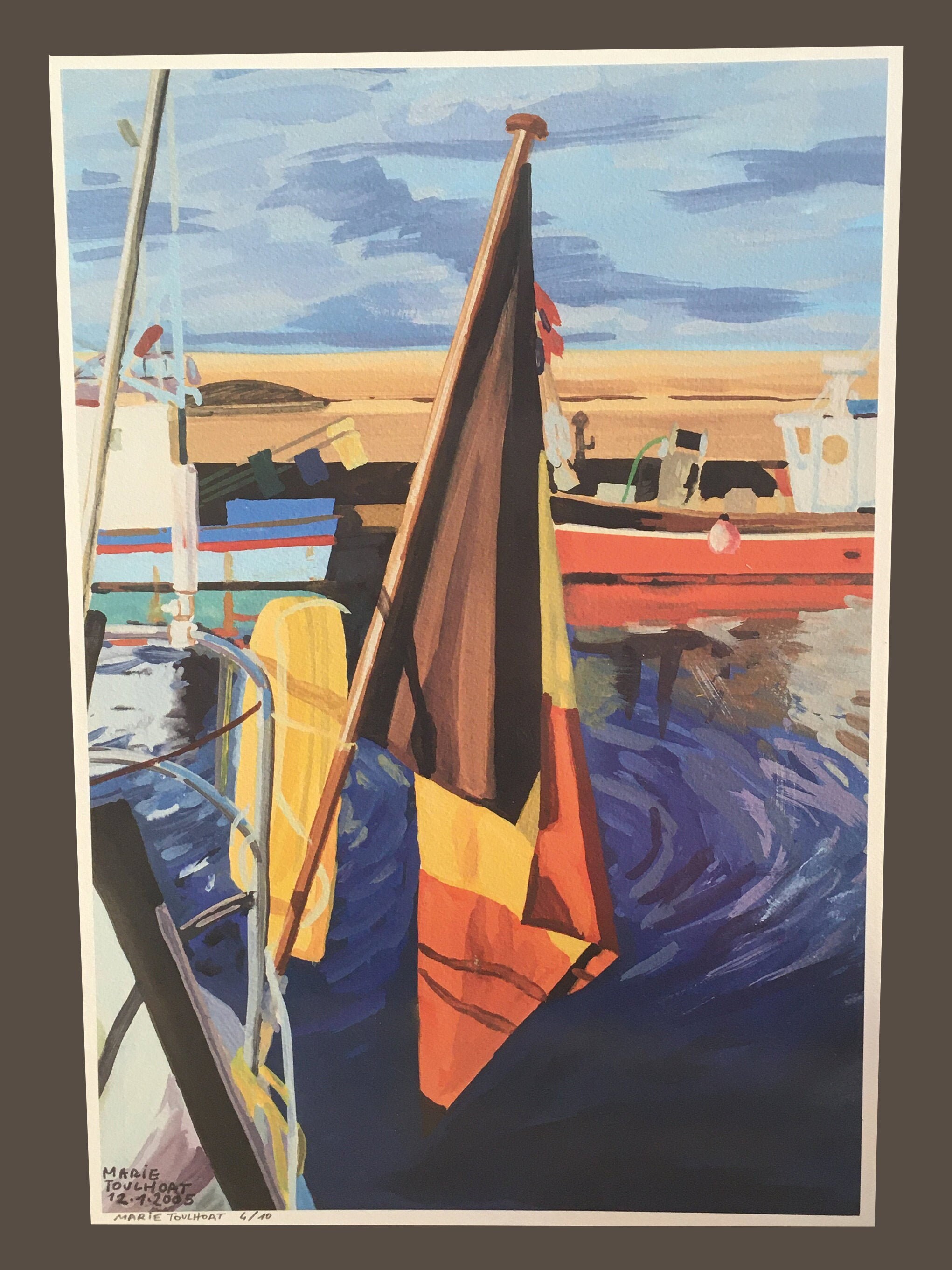 Digigraphie ®, Drapeau Belge et Bateaux de Pêche, 42, 2 cm X 29, 1 cm, Tirage 4/10