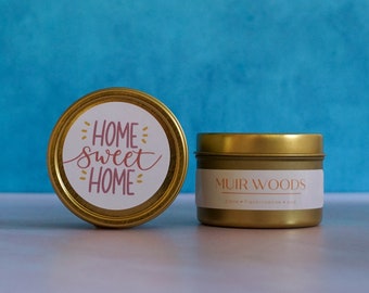 Housewarming Candle Tin San Francisco Themed Gift Muir Woods Bay Area Candle Tin New Home Gift Realtor Gift for New Home Candle Vegan Soy
