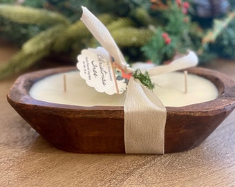 Wood Dough Bowl Candle