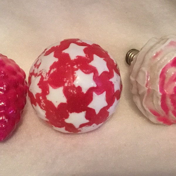 Early Japanese milk glass Christmas Bulbs, Vintage Rose, grapes and stars C-6 bulbs