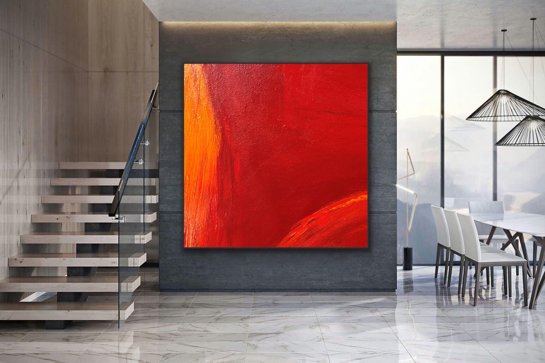 Large Wall Art for Living Room Red Orange Yellow Abstract Painting ...