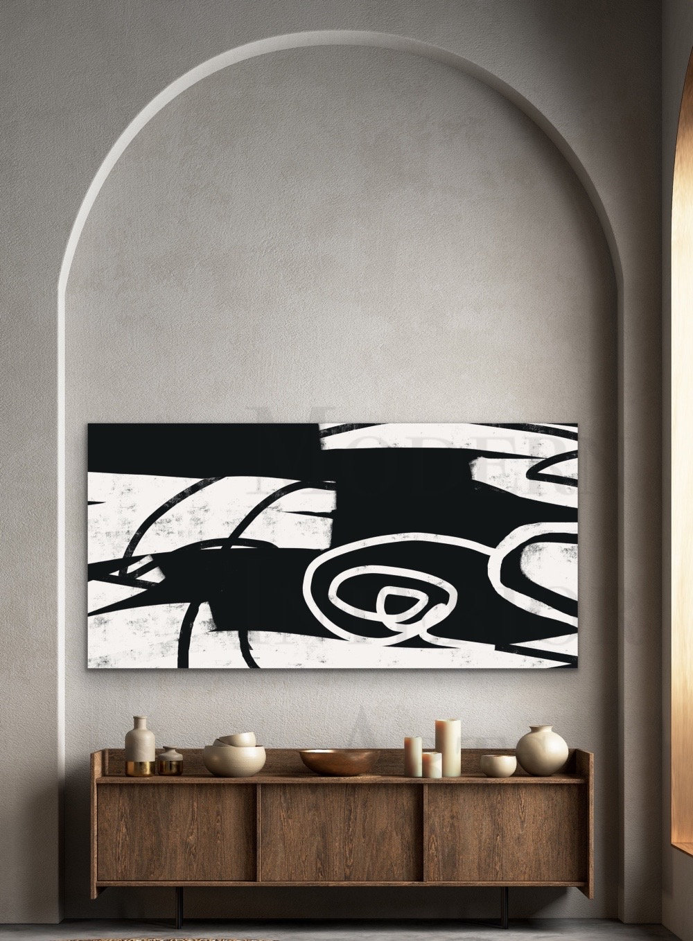 Large Abstract Wall Art Black and White Painting Modern Canvas Textured ...