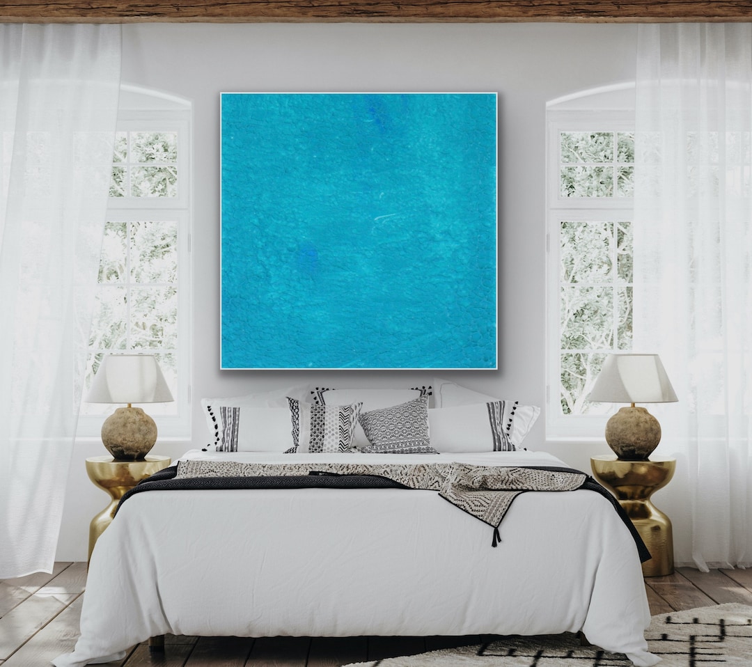 Teal Blue Wall Art, Teal Abstract Art, Turquoise Blue Painting on