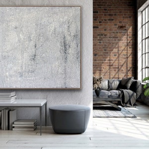 Arte minimalista pintura texturizada branca arte de parede 3d grande arte moderna pintura emoldurada arte personalizada arte feita à mão em tela MA0051