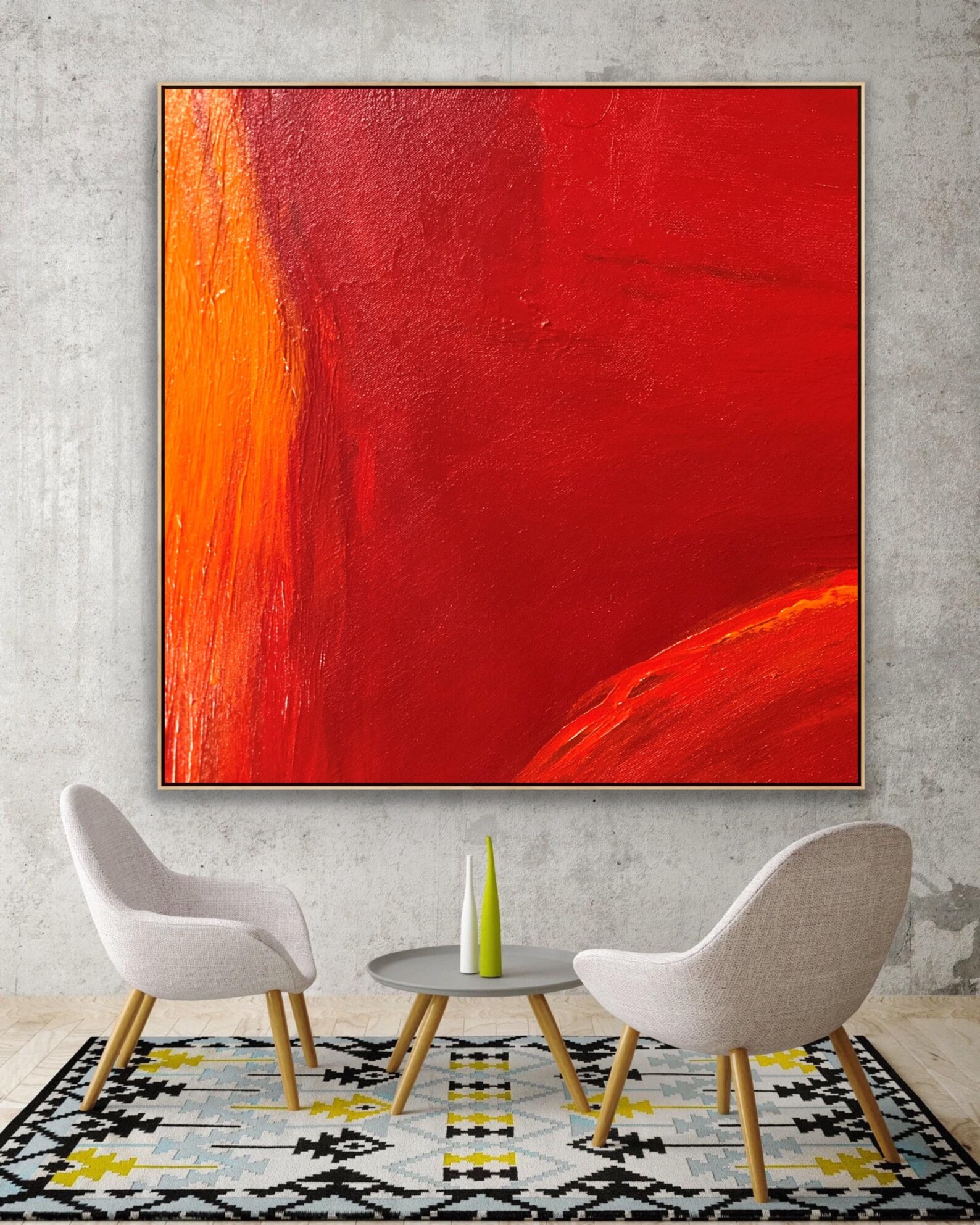 Large Wall Art for Living Room Red Orange Yellow Abstract Painting ...