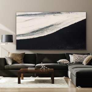 Pintura de 96&quot; sobre lienzo Gran abstracto moderno negro blanco arte de pared arte original arte moderno arte de pared contemporáneo para decoración de oficina