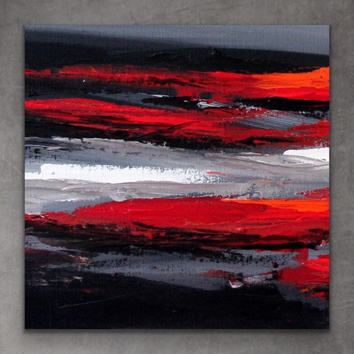 96 Large Wall Art Original Abstract Painting Black Red Gray Painting ...