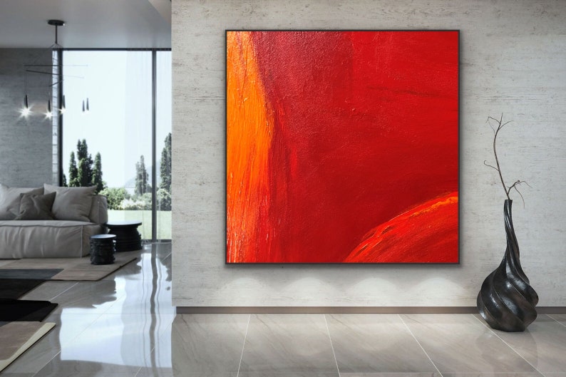 Large Wall Art for Living Room Red Orange Yellow Abstract Painting ...