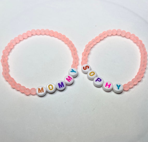 Kids Age 4-10 Personalized Custom Beaded Name Beaded Bracelets for