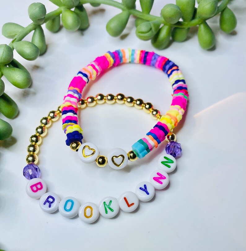 Kids Heishi Bracelet Girls Name Bracelet Toddler Jewelry Etsy