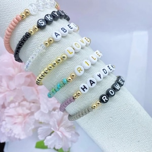 Name bracelet custom word bracelet personalized name jewelry womens bracelet stacking mama bracelet gift for new mom gift for her mama gift