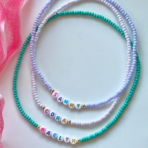 Girls Beaded Name Necklace, Personalized Girls Necklace, Name Choker, Rainbow Letter Necklace, Toddler Gift, Birthday Gift for toddler
