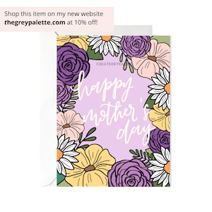 Carte heureuse de fête des mères, carte florale de fête des mères, carte de fête des mères de plante, carte mignonne de fête des mères, fleur de carte de fête des mères