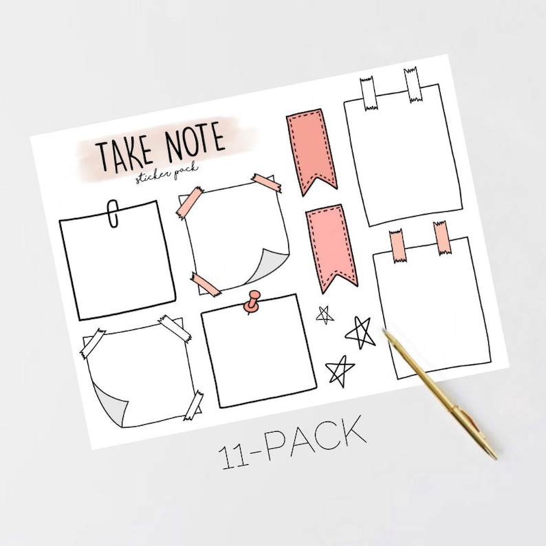 Bullet Journal/planner Sticky Note Sticker Pack assorted Etsy Canada