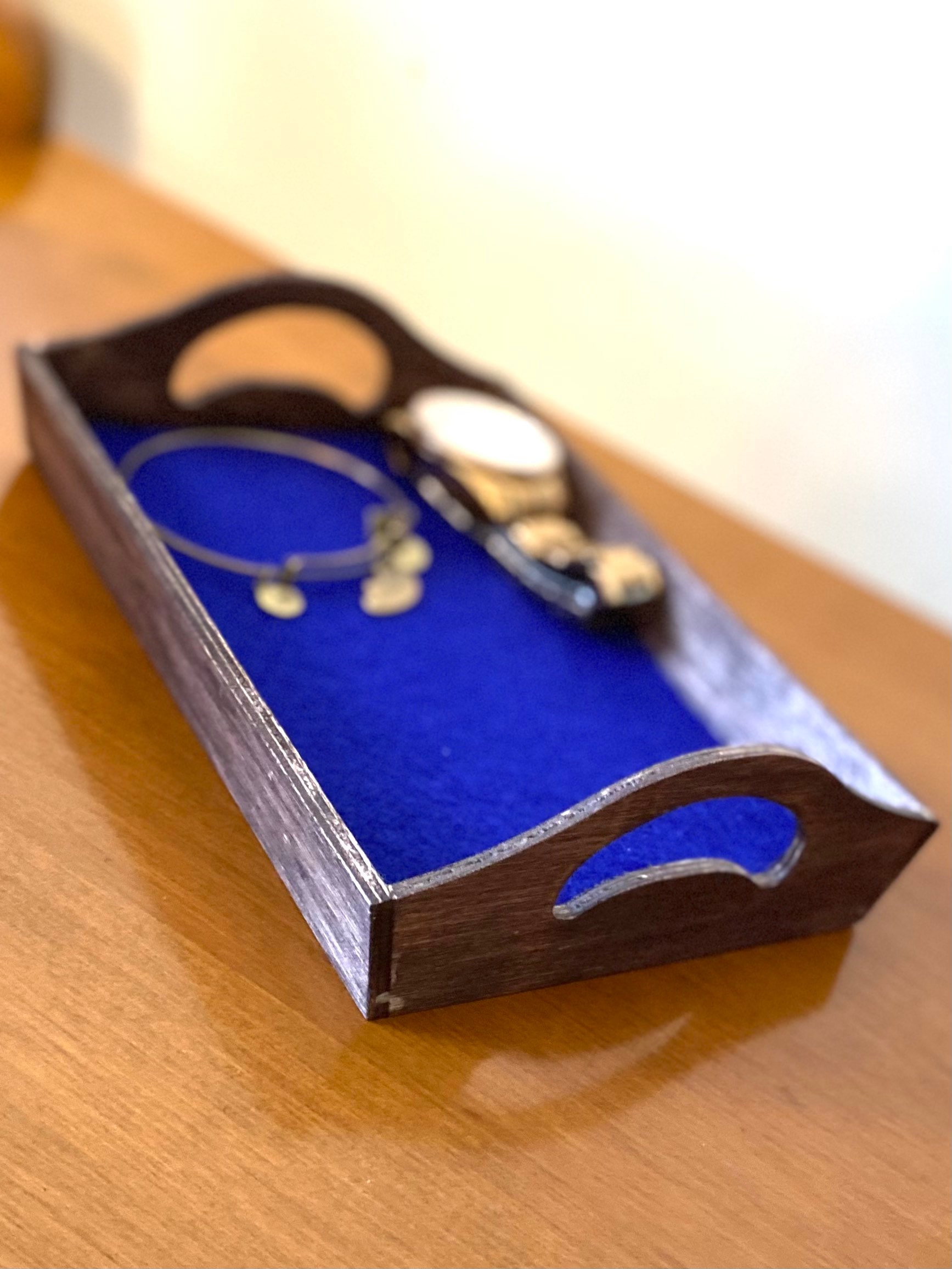 The Royal Blue Tray Vanity Tray Wooden Perfume Flat Open Etsy