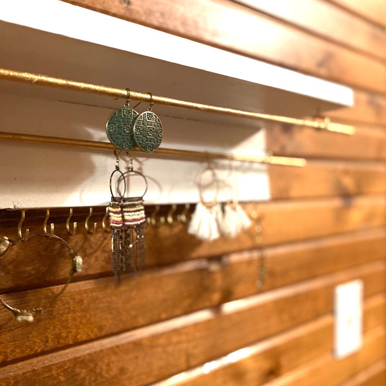 Custom Floating Wood Shelf Jewelry Holder Display 16 Etsy