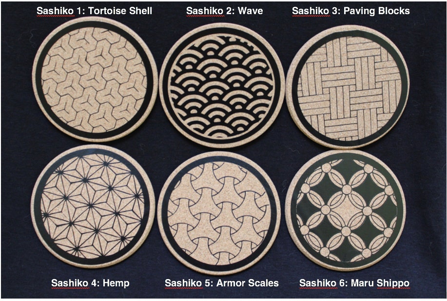 Sashiko Stencil - PC1057 - Four Star Block, Ginkgo Leaf & Samurai Arrows -  5
