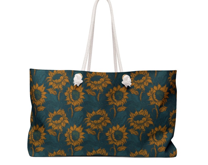 Sun Flower Patterned Weekender Shoulder Bag