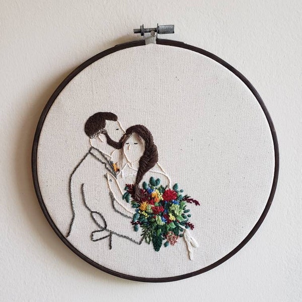 Custom Wedding Portrait and Bouquet - Made to Order