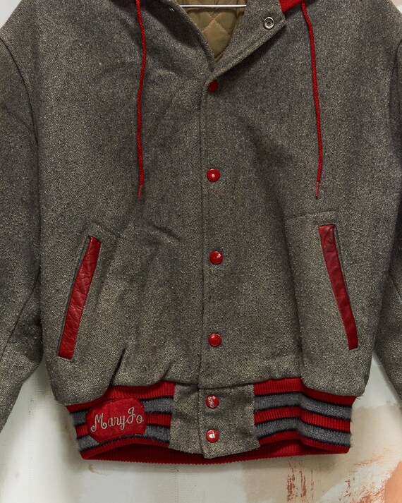 1970s/80s Zipper Hood Letterman Jacket Gem