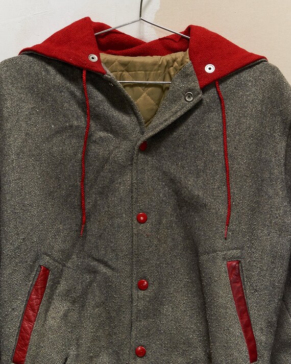 1970s/80s Zipper Hood Letterman Jacket Gem