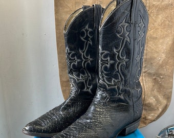 Snakeskin Cowboy Boots - Black - Size 10/11 M