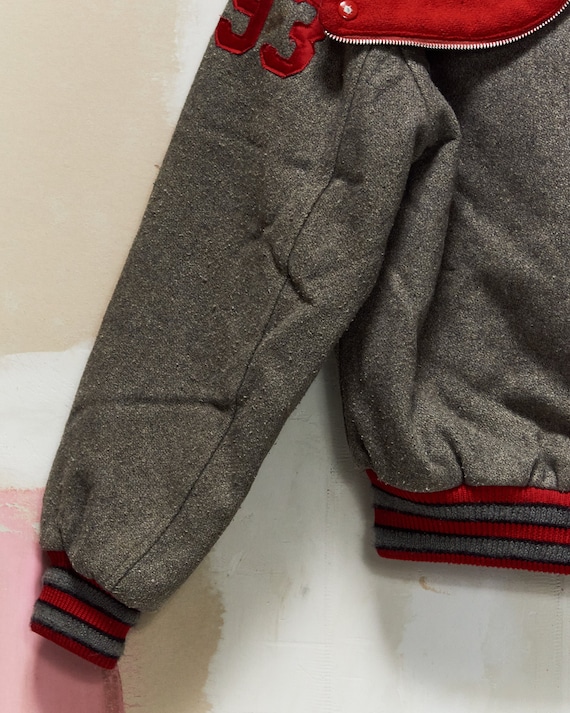1970s/80s Zipper Hood Letterman Jacket Gem